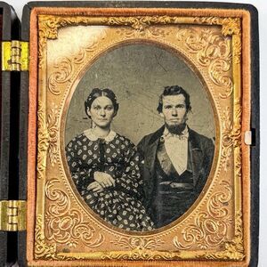 1/6 Plate Tintype Couple Portrait Cupid & Stag Thermoplastic Union Case